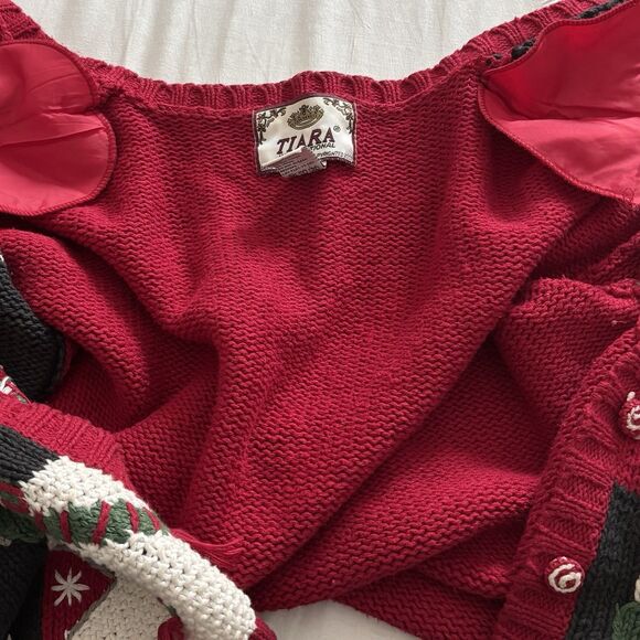 Vintage Tiara International Christmas Sweater Snowmen Faces Cardigan 90's Size M - Picture 9 of 15